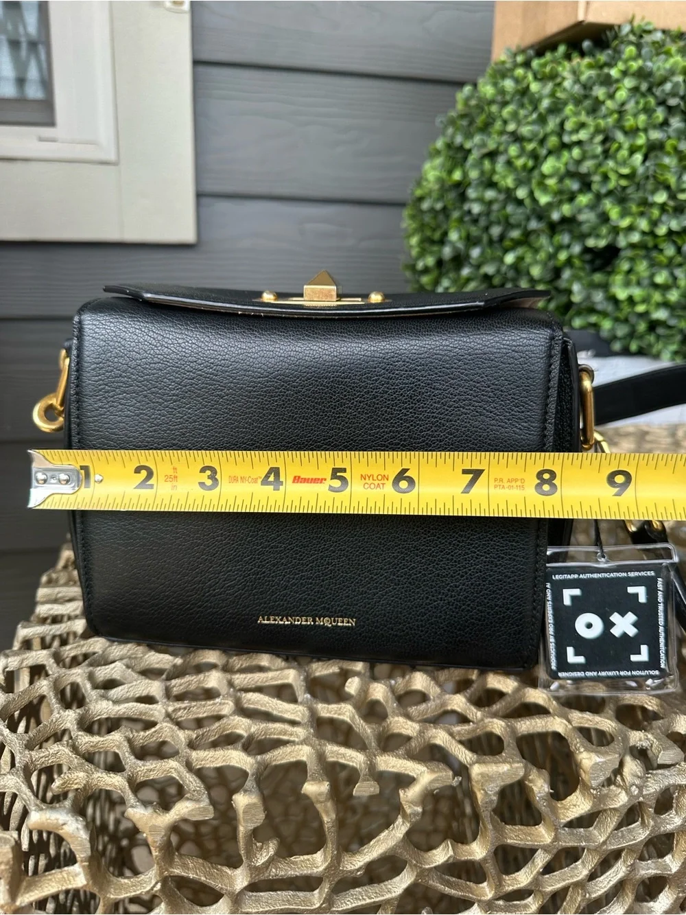 Alexander McQueen Black Leather Bag with Gold Hardware